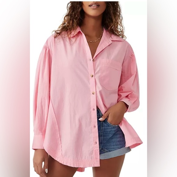 Free People Happy Hour Cotton Shirt